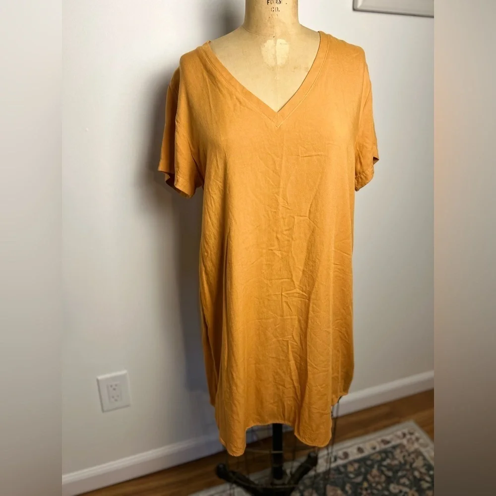 Anthropologie women’s mustard t-shirt dress cloth & stone large